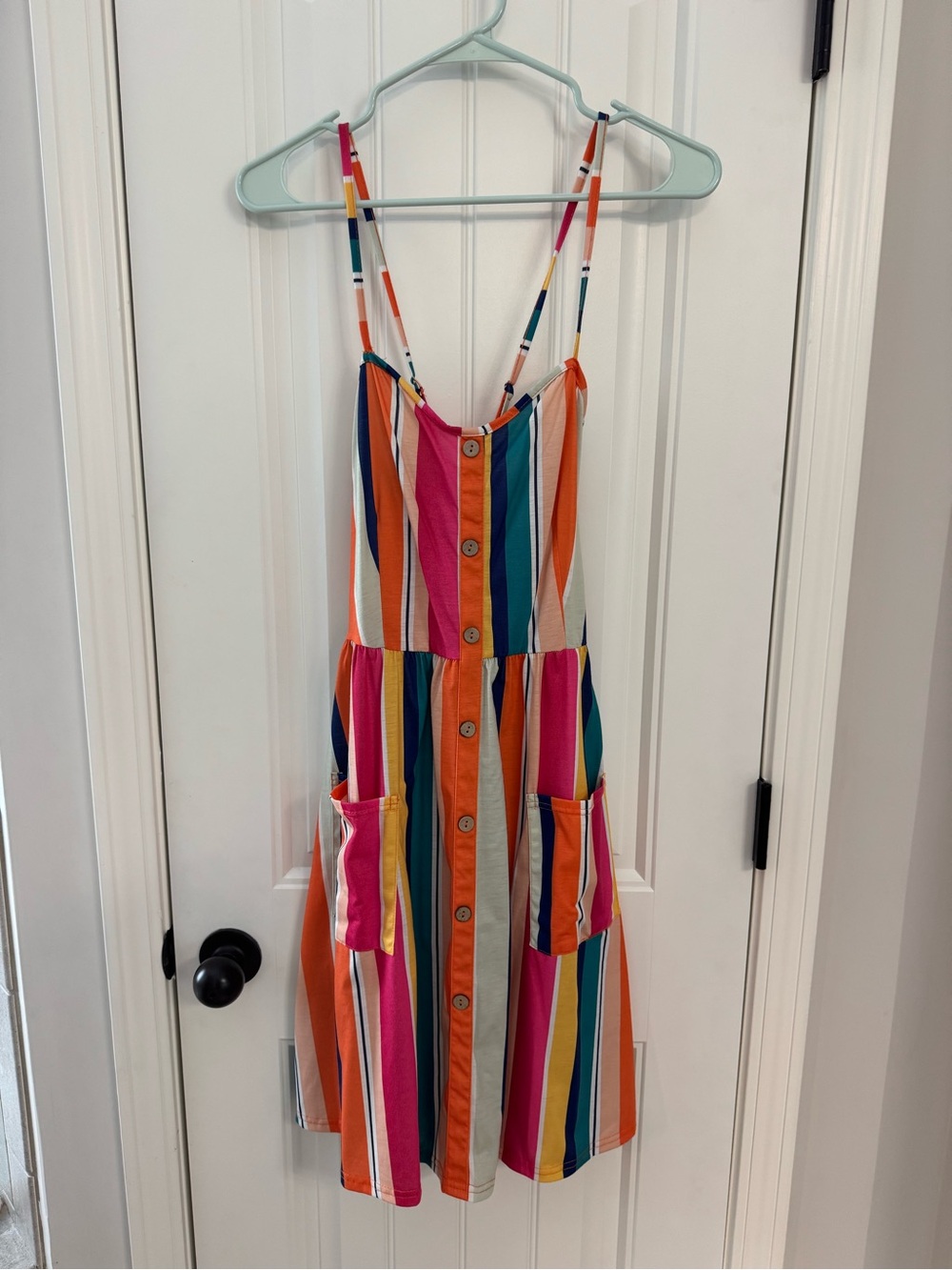 Women’s Multicolor Striped Button-Front One-Piece Dress